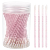 Tbestmax 100 Pcs Disposable Lip Brush with Container, Crystal Pink Lip Applicators Lipstick Lip Gloss Wands