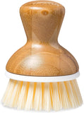 Full Circle Bubble Up Bamboo Dish Brush Ergonomic Palm Scrubber with Handle for Kitchen Cleaning, Hand Washable Brush, White, 