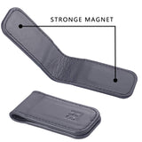 GH GOLD HORSE Slim Magnetic Money Clip Genuine Leather Business Card Holder for Men (Grey)