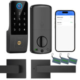 Smart Fingerprint Digital Door Lock - Keypad Lock and 2-Lever Handle Set,Keyless Entry Deadbolt for Front Door, App & Voice Cont