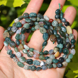 Natural Stone Beads 6-8mm Indian Agate Oval Irregular Freeform Tumbled Loose Gemstone Beads for Jewelry Making 15 Inch Strand 50