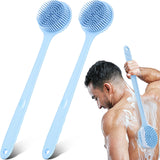 Sunnyray 2 Pack 15 Inch Soft Silicone Back Scrubber with Long Handle, Scrubber Anti Slip for Shower, Bath Body Brush, Improved S