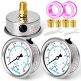 MEANLIN MEASURE 0~160Psi Stainless Steel 1/4 NPT 2.5 FACE DIAL Liquid Filled Pressure Gauge WOG Water Oil Air Back Mount (Pack o