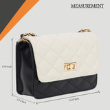 Adisa Women'S Girls Quilted Cross Body Sling Bag (Sl5075-Off White - Black),Off White - Black,,B09DZP2KM2