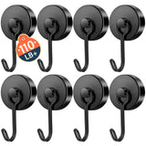 FINDMAG Magnetic Swivel Hooks 110lbs+ Strong Heavy Duty Magnets, Cruise Cabin Essentials, Fridge, Kitchen, Grill, Classroom, 8 P