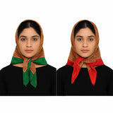 Cotton Scarves For WomenS & Girls | Pahadi Print Satin Square Scarfs | Headwear, Neck Stole, Ear & Hair Cover For Ladies 56X56 