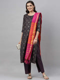 Gosriki Women'S Cotton Kurta Palazzos And Dupatta (Client-Navy Blue_Xl-Go_Dark X-Large),Dark Blue,,B092D2MQC6