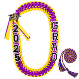 ALKB 11 Pcs Graduation Leis, Grad Decor with Honor Cord Class of 2025 Gifts for Women/Man Purple + Gold
