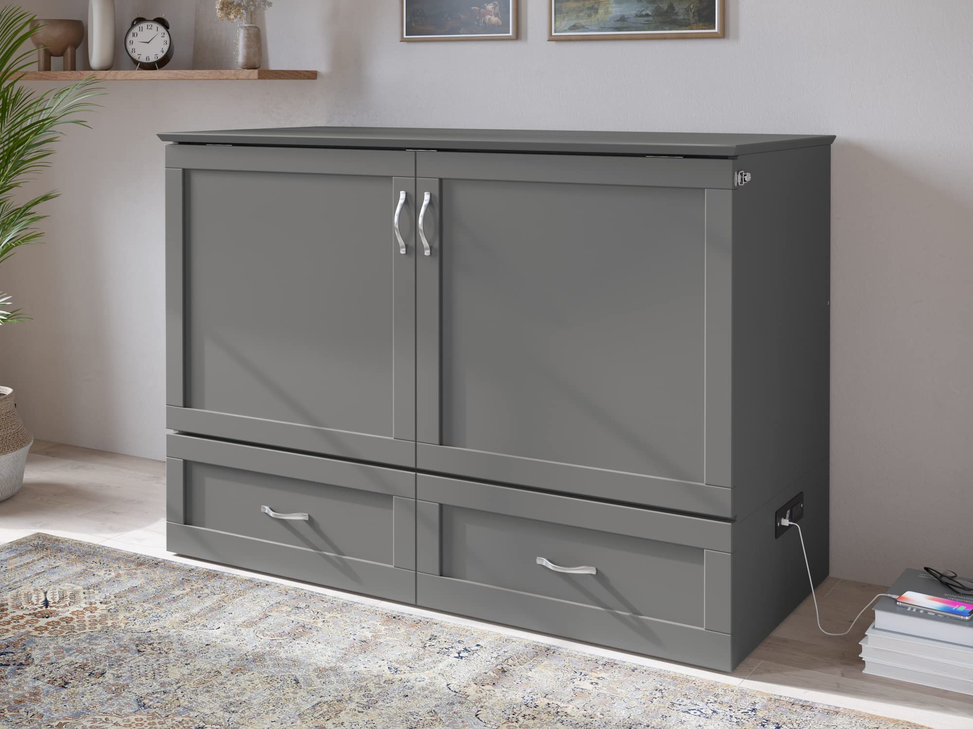 Hamilton Full Murphy Bed Chest In Grey