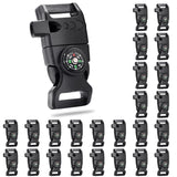 25 Pack 5/8 Inch Paracord Buckle with Whistle Compass, Side Release Plastic Buckles for Paracord Bracelet Outdoor Camping Emerge