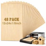 Juexica 48 Pcs 12 X 24x 1/8 Basswood Craft Sheets 3mm Plywood Board Wood Thin Sheets for Arts Crafts Woodworking Scroll Sawing P
