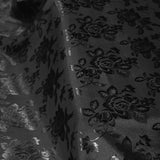 Floral Jacquard Brocade Satin Fabric by The Yard (Black)