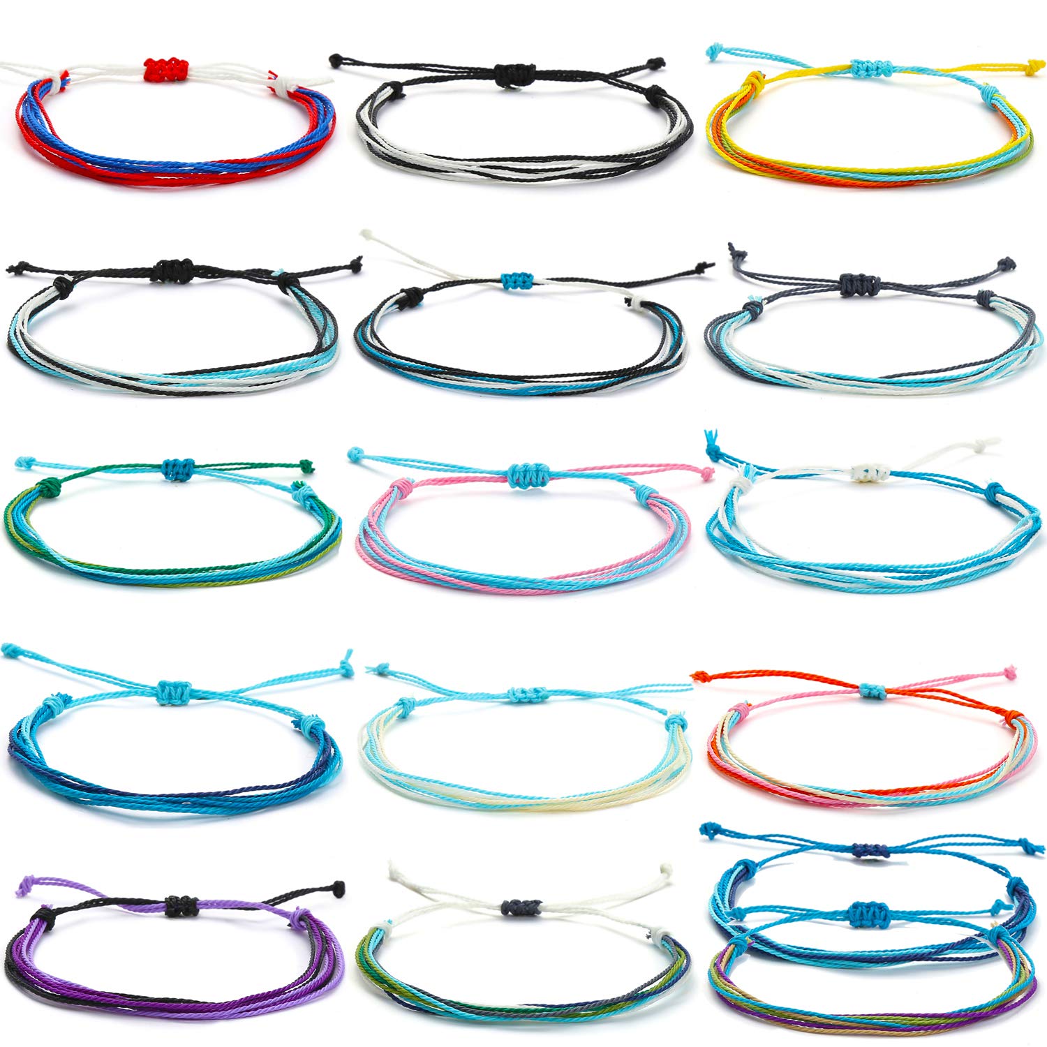 Starain 16Pcs Colorful String Bracelets for Women Beach Handmade Waterproof Braided Rope Bracelets Set Adjustable