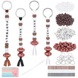 Defresit 762 Pcs DIY Football Keychain Kit Bead Craft Set with Letter Beads, Brown Barrel Beads, Ribbons & Laser Bags for Footba