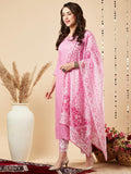 Gosriki Women'S Cotton Blend Printed Straight Kurta With Pant & Dupatta (Dalaja Majenta-Nw-Gs_Xxl_Magenta_Xx-Large),Magenta,2,B0CJY86ZMD