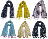 Fusfus WomenS Printed Chiffon Scarves And Stoles, Free Size(Multicolour, Fs2240) Pack Of 6 (Multicolor3)