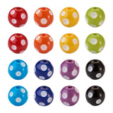 Cheriswelry 160pcs Opaque Resin Dot Beads Colorful Bubblegum Chunky Rondelle Beads Round Polka Dot Pattern Loose Bead Gumball Sp
