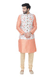 Manyavar Men's art silk Other Kurta Pyjama with Waist Coat (JAST099-333)