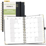 POPRUN Monthly Planner 2025-2026 Spiral Hardcover (8 x 10), 18 Months Calendar (Jul.2025 - Dec.2026) - 2 Pages per Month wit