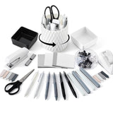 Kosiz 27 Pcs Black and White Desk Accessories Aesthetic Desk Organizer White Office Supplies Pen Holder Sticky Notes Stapler Bin