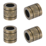 PATIKIL Stainless Steel Big Hole Bronze Paracord Column Beads 4pcs Grooved Tube Loose Column Spacer Beads 6mm Large Hole for DIY