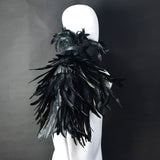 HOMELEX Black Witch Feather Collar Crow Shawl Costume Halloween Swan Wings Accessories Cape for Women