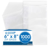 Spartan Industrial - 6X 8(1000 Count) 2 Mil Clear Reclosable Zip Plastic Poly Bags with Resealable Lock Seal Zipper