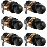 HOSOM 6 Pack Passage Door Knob, Matte Black Door Knobs Keyless Doorknobs for Interior Doors, Hallway, Closet and More, No Lockin