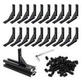 BLCCLOY 20Pcs 2020 Aluminum Extrusion Black Corner Bracket T Slot Inside L Shape Joint Angle Hardware Panel Mount Connector with