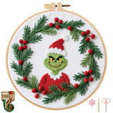 BBLYBD Christmas Embroidery Kit, 1 Set Cross Stitch Craft Kit for Beginners with Pre-Printed Embroidery Fabric, Hoop, Step-by-St