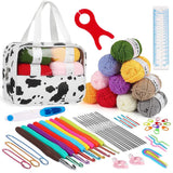 Hasthip Diy Crochet Kit For Beginners, Complete Crochet Starter Set With Yarn Hooks Needles Stitch Markers & Tools, Portable Sto