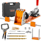 VEVOR Pocket Hole Jig Kit, 34 Pcs Pocket Hole Jig System with 11 C-clamp, Fixture, Step Drills, Wrenches, Drill Stop Rings, Squa
