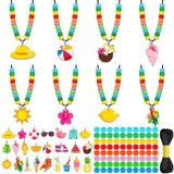 Ferreve 48 Sets Summer Hawaii Bead Necklace Crafts Kit Making Your Own Summer Necklace Craft Gifts Hawaiian Flamingo Leaf Tropic