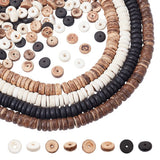 AHANDMAKER 500Pcs/4 Strands Coconut Shell Beads, 8.5mm Flat Round, Mixed Color, 4 Colors, 125pcs/Strand, 39cm, Brown, Bisque, Ca