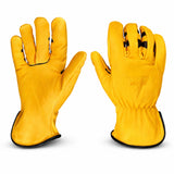 Bear Knuckles Water Resistant Regular Duty Cowhide Leather Work Gloves | Patented Pre-Curved Finger Design