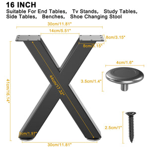 Likapop 16 Metal Coffee Table Legs, Diamond Shape Bench Legs, Heavy Duty Desk Legs, Black Metal End Table Legs, DIY Furniture