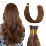 Sunya I Tip Hair Extensions Human Hair Chestnut Brown 40g/50Strands Pre Bonded Hair Extensions Human Hair Fusion 18 inches Remy 