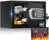 [UPGRADED] Small Safe Box for Home, 0.30 Cuft Mini Safes with Fireproof Waterproof Bag, Digital Money Safe with Programmable Key