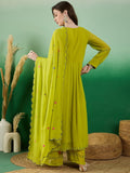 Fashion Basket Georgette Straight Floral Plazzo Kurta Set Green S