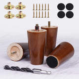 PBUY 4 Inch Wood Furniture Legs Set of 4 - Solid Wood Replacement Furniture Feet for Tables, Sofas & Chairs - 4 Inch Wooden Tabl