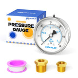 MEANLIN MEASURE 0~30Psi Stainless Steel 1/4 NPT 2.5 FACE DIAL Liquid Filled Pressure Gauge WOG Water Oil Air Center Back Mount, 