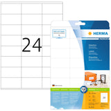 HERMA Self Adhesive Address Labels, 24 Labels per A4 Sheet, 10 Sheets, 70 x 36 mm, 240 Labels, Blank Mailing Labels Stickers, St