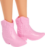 Barbie Fashionistas Doll #231 With Purple Hair, Wearing Strapless Denim Butterfly-Print Dress With Pink Belt And Boots