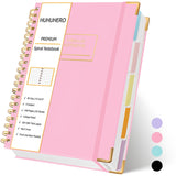 Huhuhero Spiral Journal Notebook With Dividers, 240 Pages 5 Subject Notebook College Ruled, B5 Hardcover Lined Notebooks For Wor