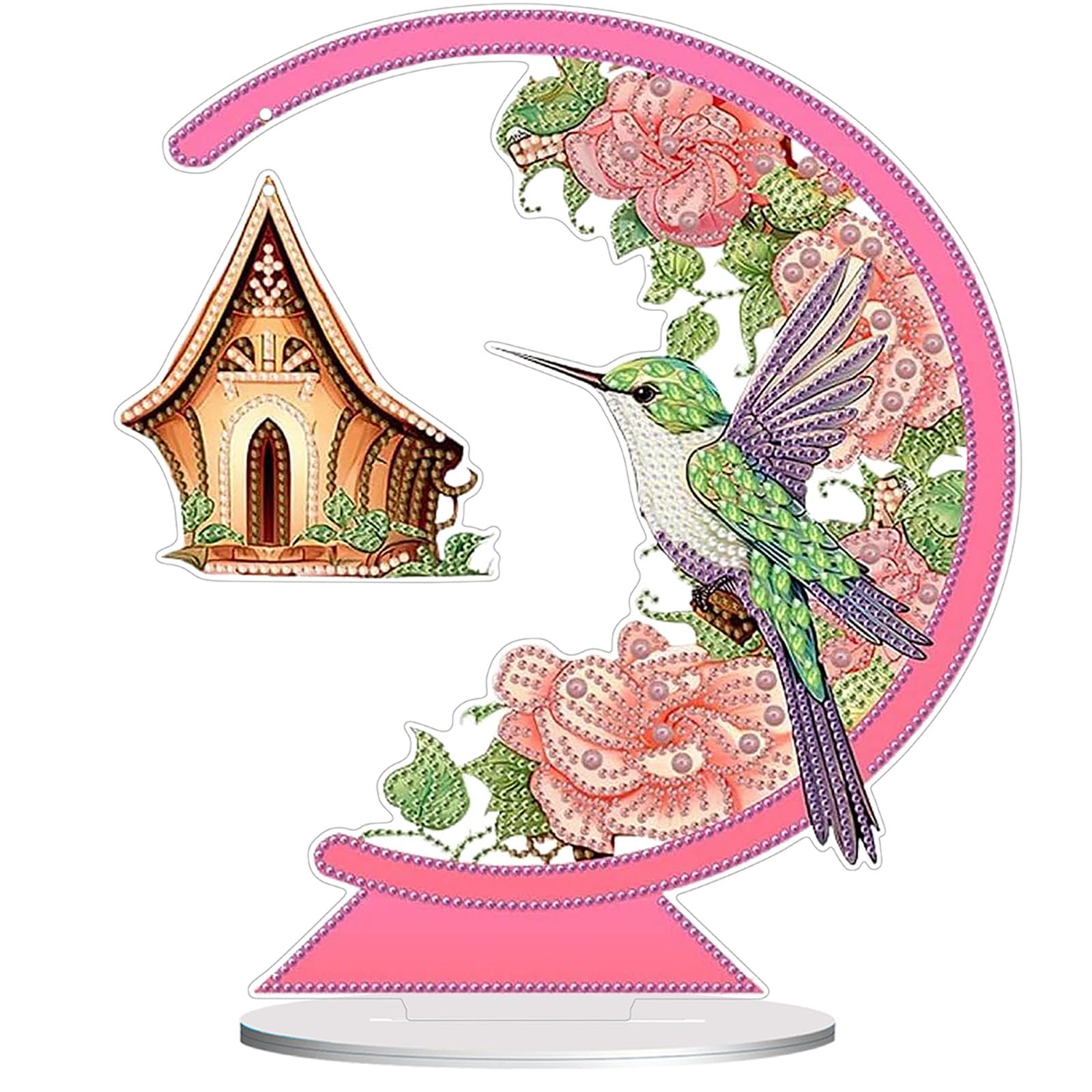 Diamond Painting Kits for Adults Beginners, 5D Full Drill Bird Crystal Art Desktop Ornament, DIY Single Sided Home Office Desk D