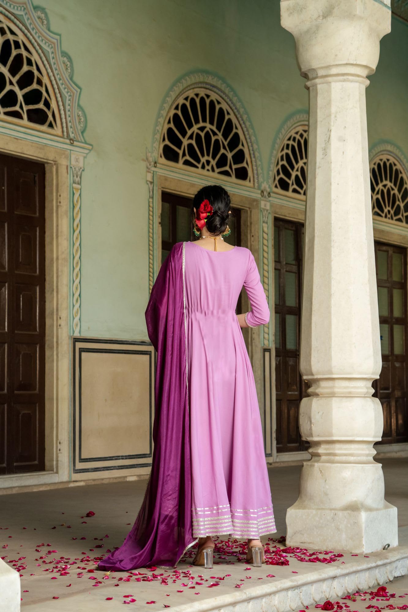 Gosriki Women'S Rayon Blend Solid Anarkali Kurta With Pant & Dupatta (Kuspari Lavender-Gs_Xl_Purple_X-Large),Lavender,,B0DPZ8KWH9
