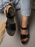 Shoetopa Comfortable Ankle Strap Black Sandals For Women & Girls,Black,9,B0BYPB7Q7T