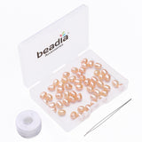 BEADIA Natural Pearl Beads Rice 5-6mm Pink Freshwater Cultured Loose Gemstone Beads for DIY Jewelry Making 13.8''/Strand HQ