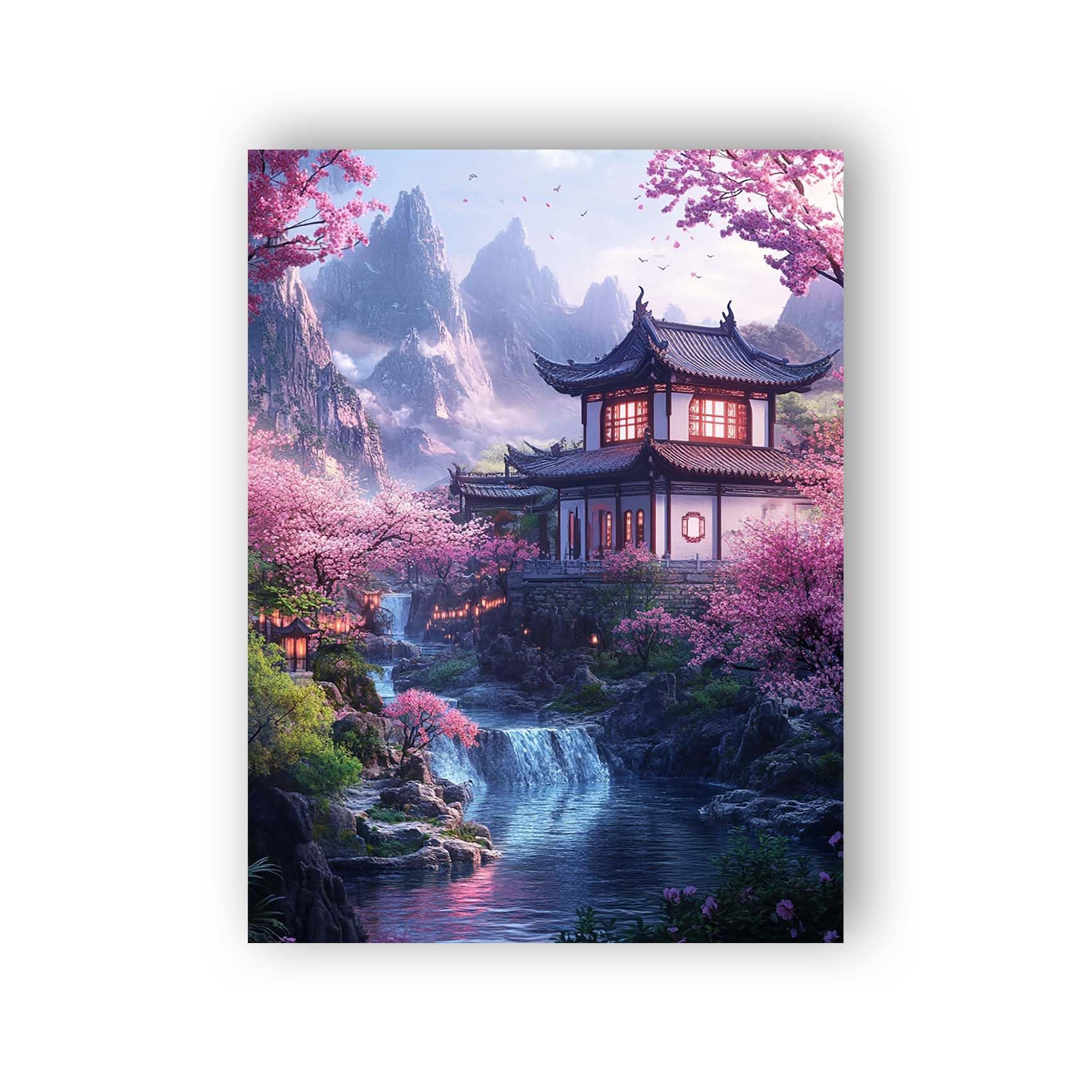 Wergund 5D DIY Diamond Art Chinese Garden, Diamond Art Kits for Adults Landscape, Diamond Painting Full Drill Crystal Rhinestone