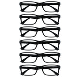 OPULIZE PEP Classic Reading Glasses for Women Men, Scratch Resistant Rectangular Frame with Spring Hinges, Black, +1.5 (Pack of 